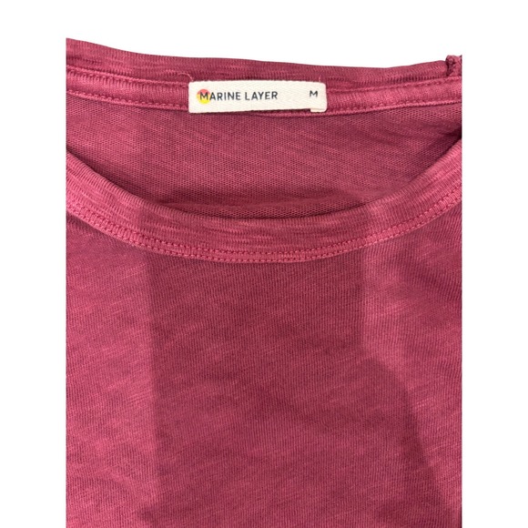 Marine Layer Mens Long Sleeve Pocket Tee Burgundy Maroon Cotton Shirt Size M $78 - Picture 2 of 9